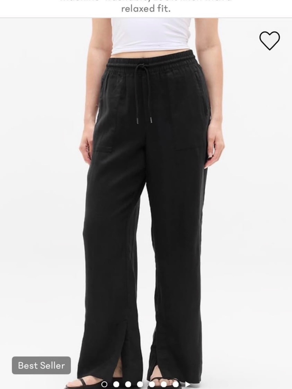 NWT Athleta Retreat Black Wide Leg Relaxed Linen Drawstring Pants Size small
